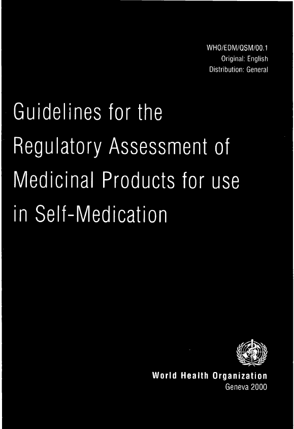 You are currently viewing GUIDELINES FOR THE REGULATORY ASSESSMENT OF MEDICINAL PRODUCTS FOR USE IN SELF-MEDICATION