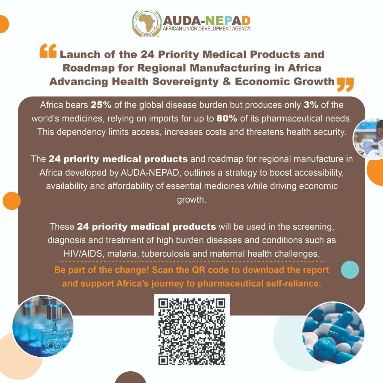 Read more about the article AUDA-NEPAD launch of the 24 Priority Medical Products and Roadmap for Regional Manufacturing in Africa